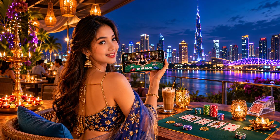 Pemain sedang menikmati permainan meja baccarat secara langsung